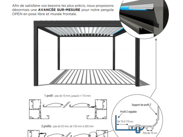 Pergola bioclimatique sur mesure de la gamme OPEN  (entièrement personnalisée)