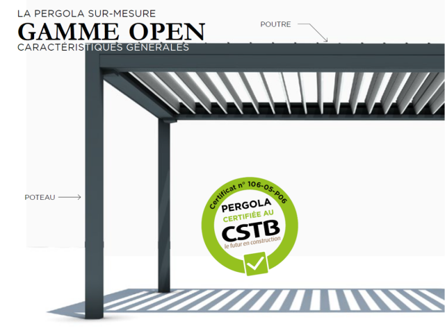 Normes pour les pergolas bioclimatiques OPEN et IZI : Certifiées par la CSTB   